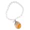 John Bead Crystal Quartz Clear Natural Stone Bracelet with Brown Agate & Skull Charm